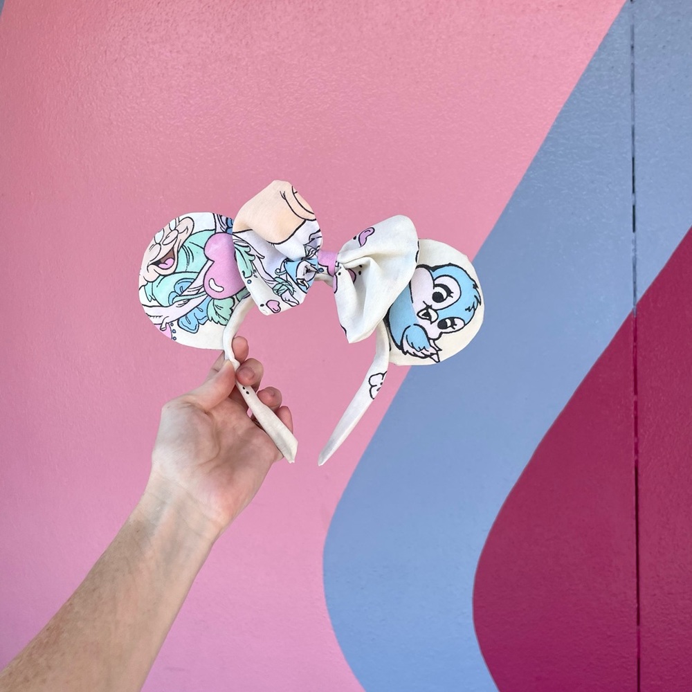 New York Couture Reworked Disney Vintage Snow White Dopey Mouse Ears Headband - Picture 2 of 3